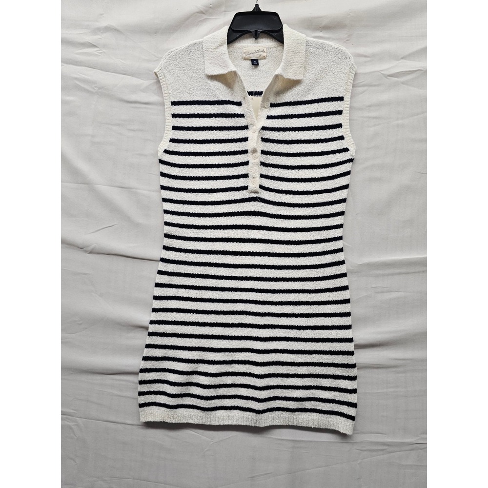 Universal Thread Womens Striped Sleeveless Polo‎ Dress Navy Cotton Blend Size XS